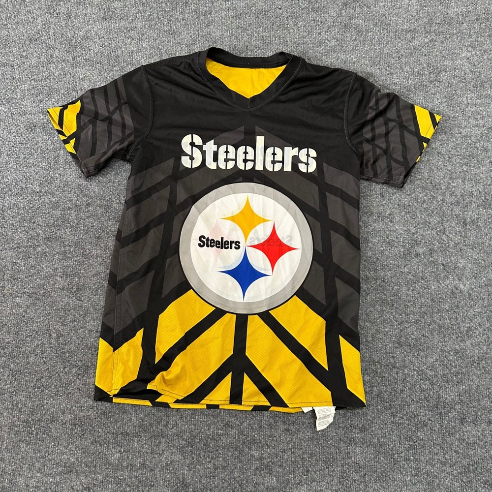 NFL Flag Jersey Youth Large Pittsburgh Steelers Black Yellow Football T-Shirt